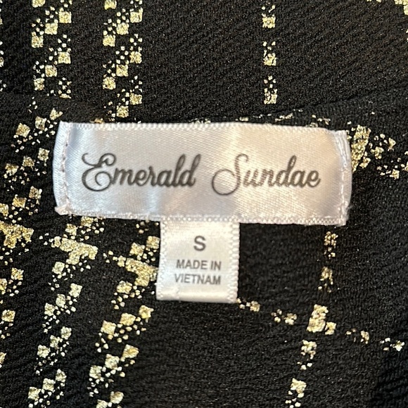 Emerald Sundae Black/Gold Plaid pleated flare sleeveless Drees , Women's S CUTE - Picture 2 of 8